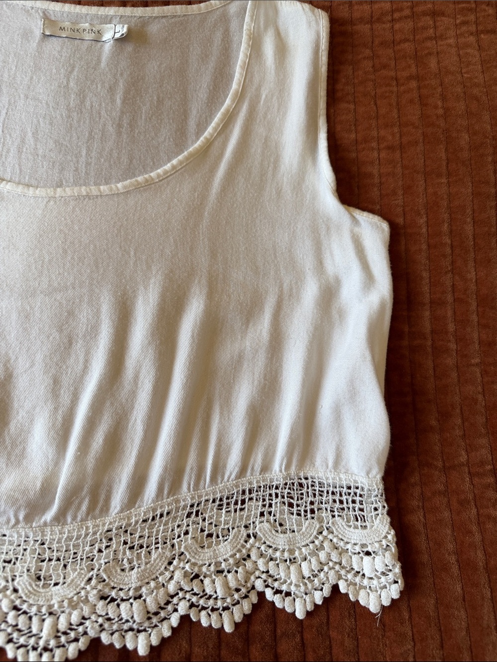 MINKPINK Ivory Crochet-Hem Cropped Tank - Picture 5 of 7